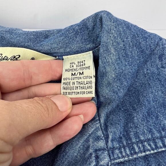 VTG Eddie Bauer Denim Long Sleeve Button Up Maxi Dress Prairie Cottage Modest - Picture 11 of 16